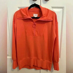 Lou & Grey Signaturesoft Coral Pink Zip Up Shirt size Small